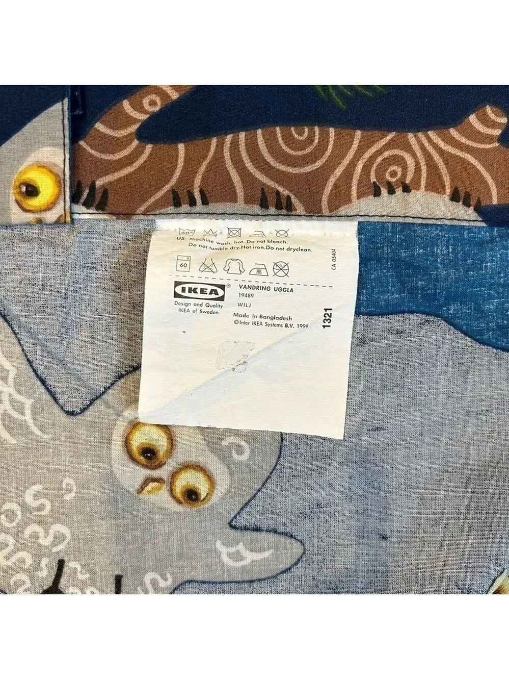IKEA Curtains Vandring Uggla Set of 2 Night Owls 45x80 Rod Pocket 100% Cotton